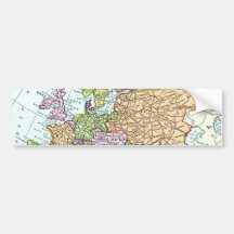 Vintage map of Europe colorful pastels Bumper Stickers