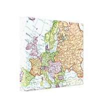 Vintage map of Europe colorful pastels Canvas Prints