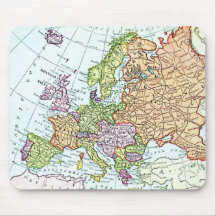 Vintage map of Europe colorful pastels Mouse Pad