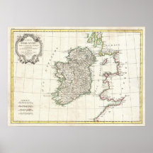 Vintage Map of Ireland (1771) Print