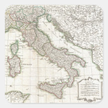 Vintage Map of Italy (1770) Square Stickers