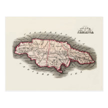Vintage map of Jamaica Postcard