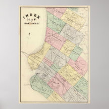 Vintage Map of Oakland California (1878) Print