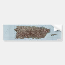 Vintage Map of Puerto Rico (1952) Bumper Sticker