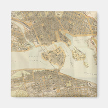 Vintage Map of Stockholm (1899) Fridge Magnets