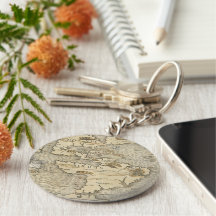 Vintage Map of The Americas (1540) Key Chain