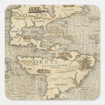 Vintage Map of The Americas (1540) Square Stickers