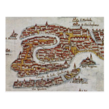 Vintage Map of Venice (1649) Postcard