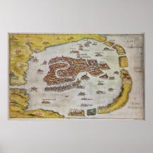 Vintage Map of Venice (1649) Print