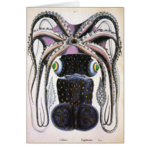 Vintage Marine Life Animal, Giant Octopus or Squid Greeting Cards