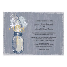 Vintage Mason Jar and Wildflowers Wedding Personalised Invite