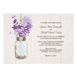 Vintage Mason Jar and Wildflowers Wedding Custom Invitations