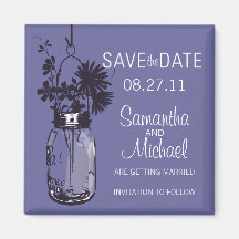 Vintage Mason Jar & Wild FlowersSave the Date Fridge Magnets