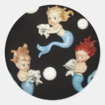 Vintage Mermaids Round Stickers