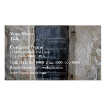 Vintage Metal Door On A Stone Wall Of A Castle Business Cards