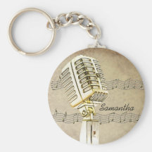 Vintage Microphone Design Keychain