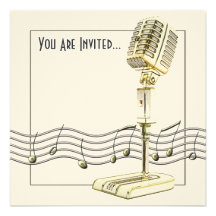 Vintage Microphone Party Invitations