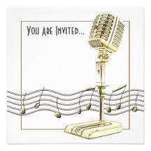 Vintage Microphone Party Invitations
