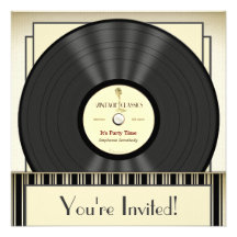 Vintage Microphone Vinyl Record Party Invitations
