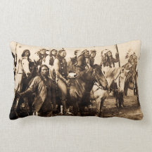 Vintage Mighty Sioux Warriors on Horseback Pillows