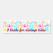 Vintage Modern Bicycle Bright Colour Neon Pattern Bumper Stickers