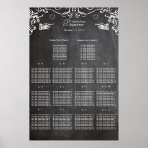 Vintage Modern Black Chalkboard Seating Chart Print