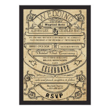 Vintage Modern Typography Ticket Wedding Invite
