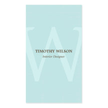 Vintage Monogram Business Cards - Light Blue