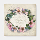 Vintage Monogram Lace Wild Pink Rose Swirl Formal Magnet