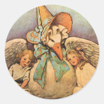Vintage Mother Goose Children Jessie Willcox Smith Round Stickers