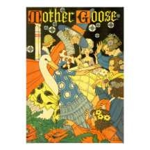Vintage Mother Goose Reading Books to Children Personalised Invitation