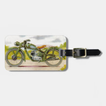 Vintage Motorcycle Print Luggage Tag