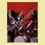 Vintage Music, Art Deco Musical Jazz Band Jamming postcards