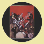 Vintage Music, Art Deco Musical Jazz Band Jamming stickers