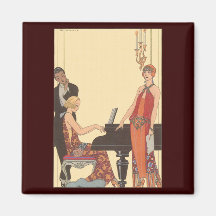 Vintage Music, Art Deco Pianist Musician Singer Fridge Magnets