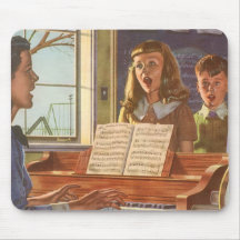 Vintage Music Teacher Teaching Students to Sing Mouse Pads