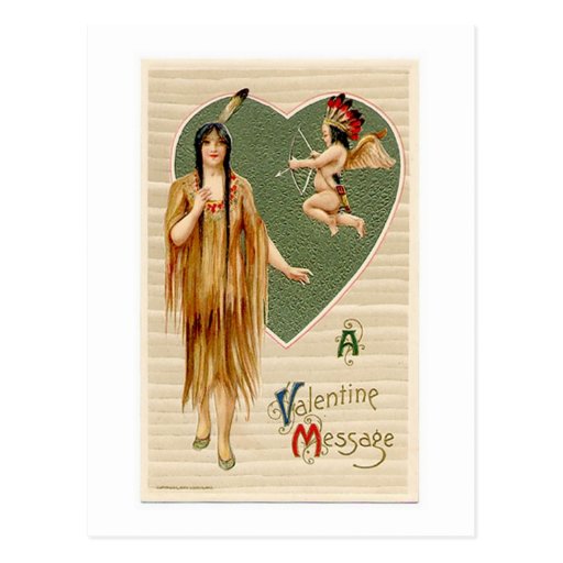 Vintage Native American Valentine Postcard