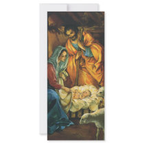 Vintage Nativity Scene; Baby Jesus in the Manger Custom Rack Cards