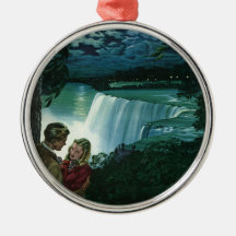 Vintage Newlyweds at Niagara Falls Christmas Ornament