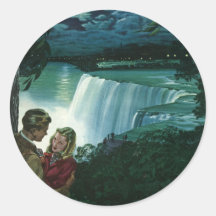 Vintage Newlyweds at Niagara Falls Round Stickers