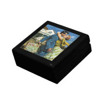 Vintage Newlyweds Buy First House; We're Moving! Keepsake Box