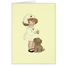 Vintage Nurse With Puppy T-shirts and Gifts Greeting Cards
