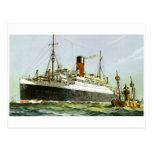 Vintage Ocean Liner and Tugboat Postcard