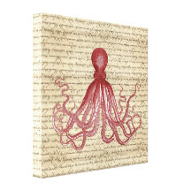 Vintage octopus gallery wrap canvas