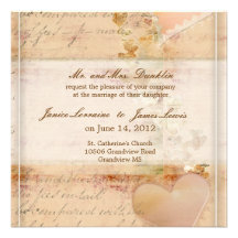 Vintage, old fashioned wedding invitation