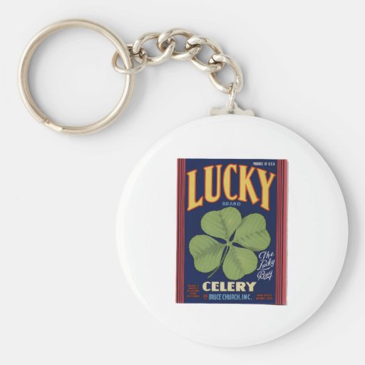Vintage Old Retro Crate Product Goods Label Celery Key Chain