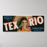 Vintage Old Tex Rio Tomatoes Fruit Crate Labels Posters