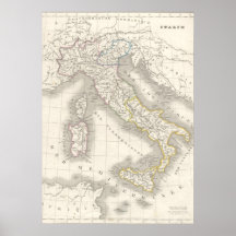 Vintage old world Italy map Italian foodie Print