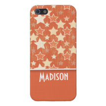 Vintage Orange Retro Star Pattern; Cute iPhone 5 Cover