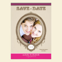 Vintage Oval Frame Save-the-Date (fuchsia) invitations